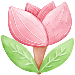 pink tulip Easter watercolor 