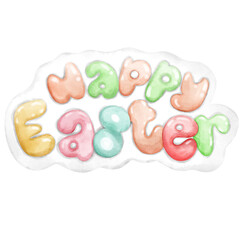 Colorful text Happy Easter watercolor 