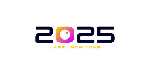 Happy New Year 2025 Background Design. New Year 2025 Design Template with camera modern concept