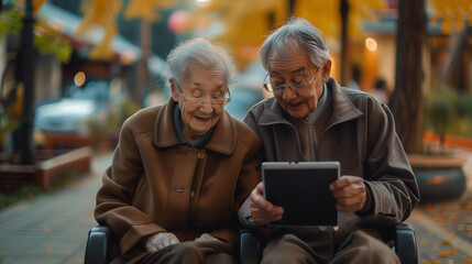 Seniors Embrace Digital Nomad Lifestyle Golden Years Adventure: Grandparents Travel in Style with Tech.Retirement Redefined. - 766723664