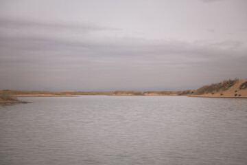 The river around the desert in Inner Mongolia, China