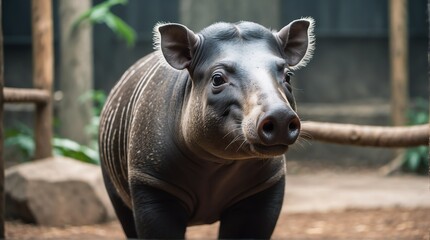 A tapir in zoo looking at the camera from Generative AI
