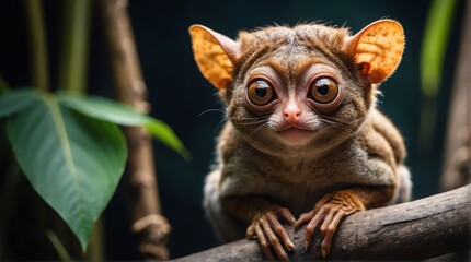 A tarsier in zoo looking at the camera from Generative AI