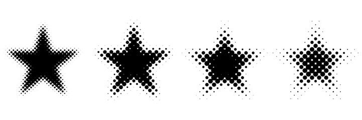 ハーフトーンの星型素材セット（モノクロ）