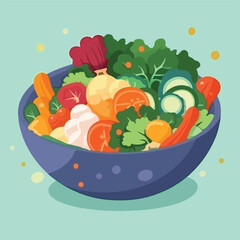Bowl full of vegetables vector illustration. Health