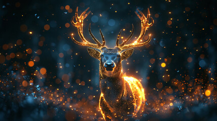 Enchanted Deer Radiating with Golden Sparks
