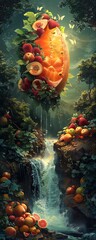 Step into a realm where fruits transcend their ordinary essence to open gateways to enchanting dimensions Create captivating eye-level views of fruits as portals to secret worlds