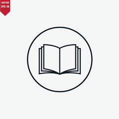 Book icon flat style vector logo design template