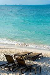 lounge chairs on the beach