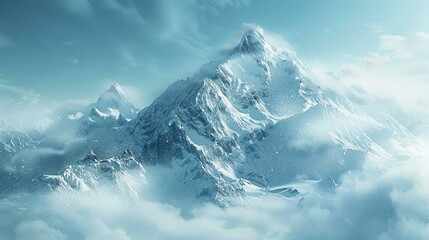 A gentle sprinkle of powdered sugar, sweetening snowy mountain caps - obrazy, fototapety, plakaty