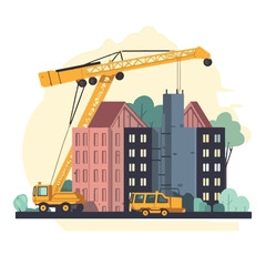 Building company real estate cartoon vector illustr