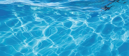 A close up of an individual enjoying a swim in a pool filled with transparent water - obrazy, fototapety, plakaty