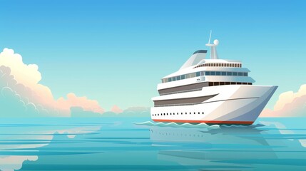 A basic illustration of a cruise ship sailing on calm ocean waters AI generated illustration - obrazy, fototapety, plakaty