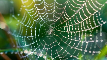 An intimate view of a dew-covered spider web AI generated illustration