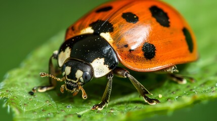 Naklejka premium Close-up of a ladybug AI generated illustration