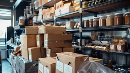 Fototapeta premium Coffee and Tea Deliveries Detailed captures of coffee and tea deliveries with images of freshly roasted coffee beans arAI generated illustration