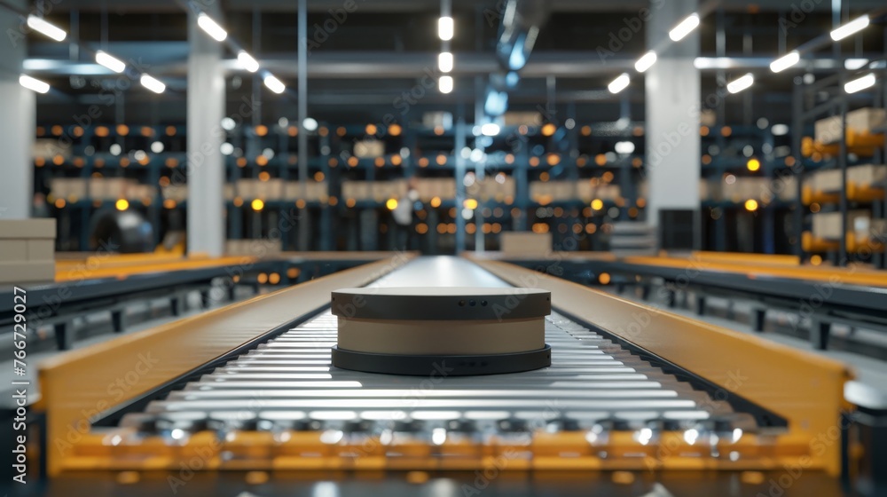 Poster fulfillment automation detailed captures of automated fulfillment processes showcasing conveyor belt