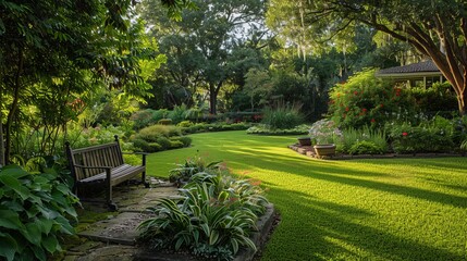 Garden Retreats Professional captures of properties with lush gardens and landscaped grounds offering tranquility and natural bAI generated illustration