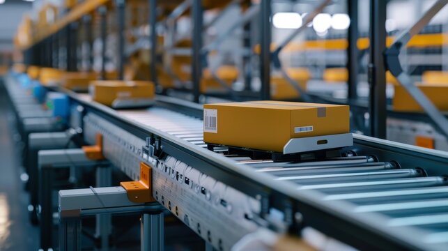 Fulfillment Automation Detailed captures of automated fulfillment processes showcasing conveyor belts robots and other technolo AI generated illustration
