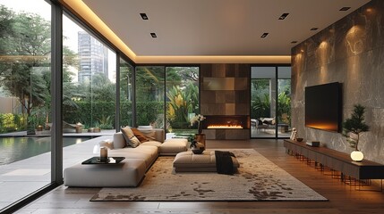 Luxury living interior with a relaxed cozy atmosphere