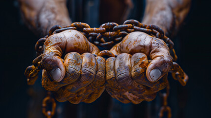 Chained Reflections: A Somber Meditation on Imprisonment ,generated by IA