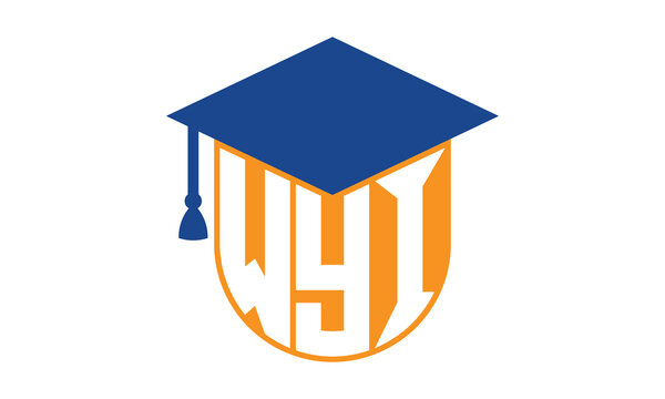 WYI initial letter academic logo design vector template. school college logo, university logo, graduation cap logo, institute logo, educational logo, library logo, teaching logo, book shop, varsity