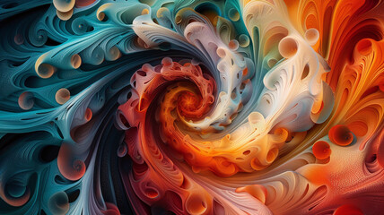 Elegant swirling colors abstract, soothing palette, vibrant dot Digital art - obrazy, fototapety, plakaty