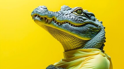 Fierce Gator Baring Teeth in Vibrant Swamp Habitat