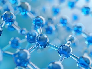 Captivating Abstract Molecular Structure in Shimmering Blue Gradient