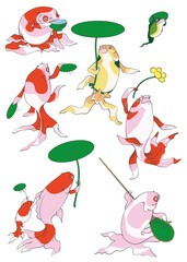 歌川国芳 金魚づくしの　スタンプイメージイラスト