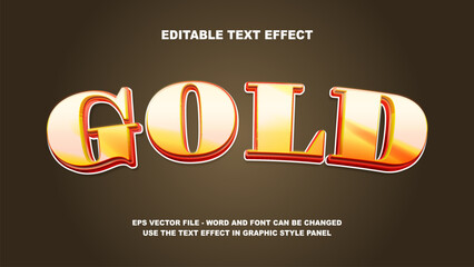 Editable Text Effect Gold 3D Vector Template