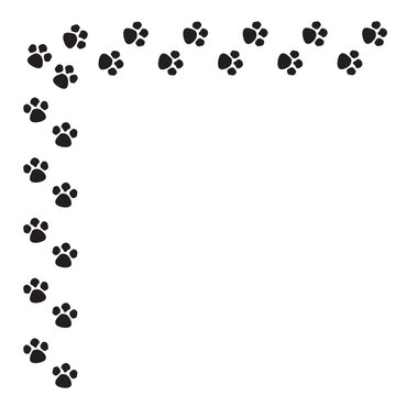 Paw vector foot trail print of cat. Dog, puppy silhouette animal diagonal tracks for t-shirts, backgrounds, patterns, websites, showcases design, greeting cards, child prints and etc. vector. EPS 10 