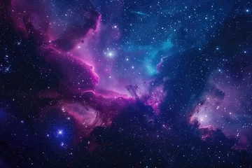 Foto auf Acrylglas Antireflex Nebula, galaxies and stars. Colorful universe and deep space. AI Generated  © Serhii