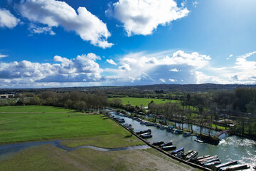 Aerial View of River Thames at Oxford City of England UK
