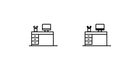 office desk icon with white background vector stock illustration