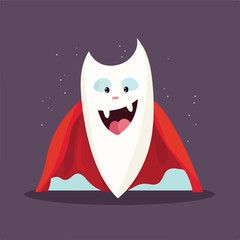 Cute tooth in dracula vampire costume isolated vect
