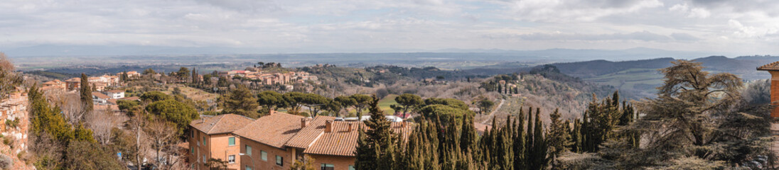 panorama of mountain town in tuscany