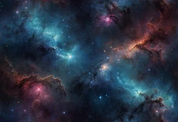 Poster abstract universe galaxy nebula and stars background. © pornpun