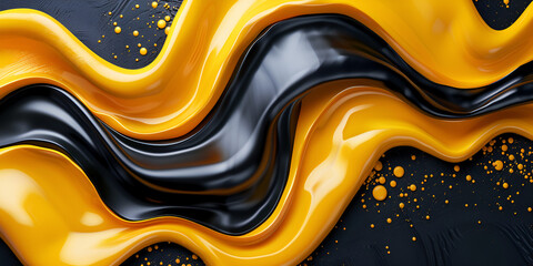 yellow and black liquid background, generative ai