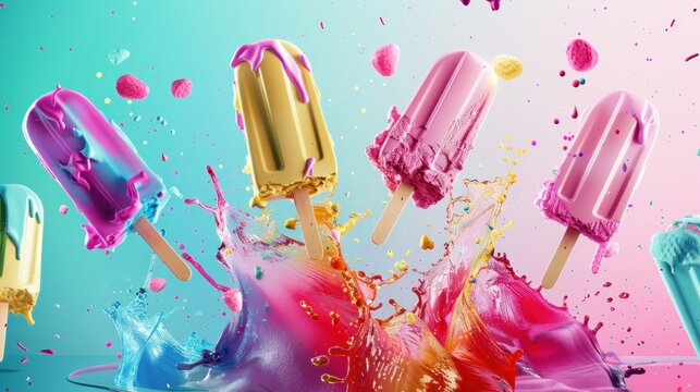 A colorful explosion of ice cream and popsicles.