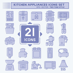 Icon Set Kitchen Appliances. suitable for Kitchen Sets symbol. two tone style. simple design editable. design template vector. simple illustration