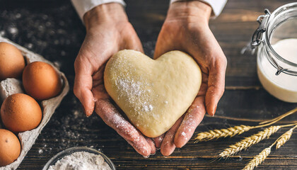  hands holding heart-shaped bakery goods, symbolizing love and passion in food photography