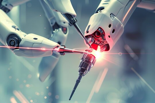 Futuristic nano-scale robotics repairing damaged tissue inside the body