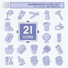Icon Set Barbershop. suitable for education symbol. two tone style. simple design editable. design template vector. simple illustration