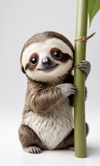 sloth cute pose isolated white background