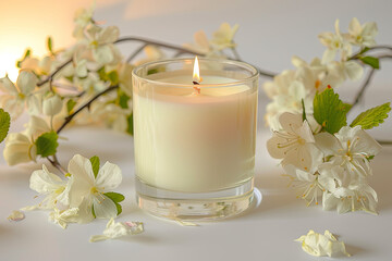 Fototapeta na wymiar Isolated burning scented candle