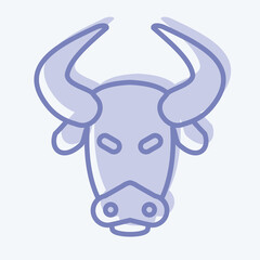 Icon Bison. related to Animal Head symbol. two tone style. simple design editable. simple illustration. cute. education