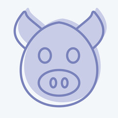 Icon Pig. related to Animal Head symbol. two tone style. simple design editable. simple illustration. cute. education