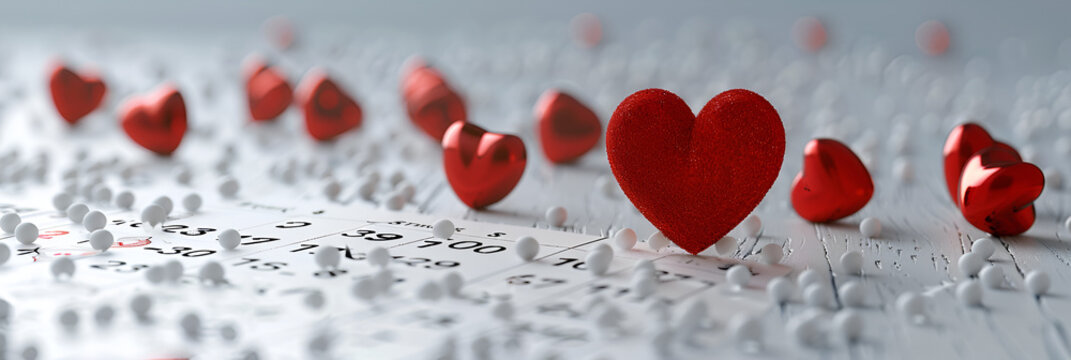3d render of february 14 calendar with valentines icon. Generative AI