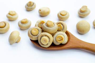 Champignon mushrooms in brine. Canned champignon mushrooms whole